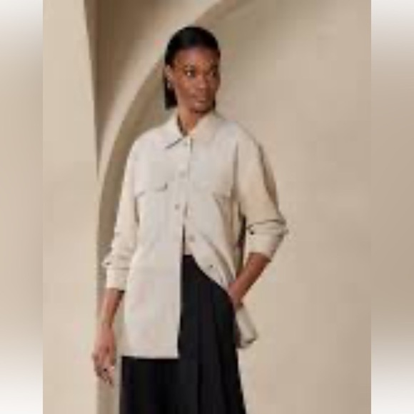 Banana Republic Jackets & Blazers - New-banana republic-S-tan(stone)-heritage suede shirt/jacket(Shacket) luxurious